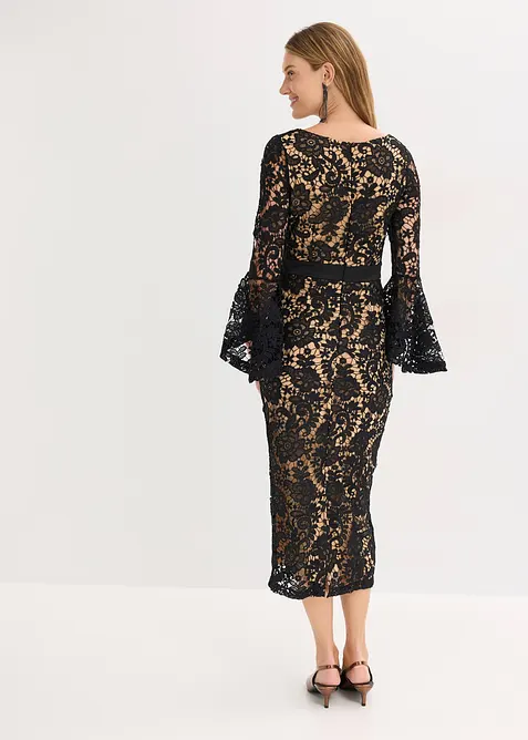 Robe en dentelle avec empiècement satin, bonprix