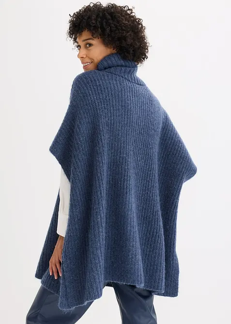 Pull poncho en laine mélangée, bonprix