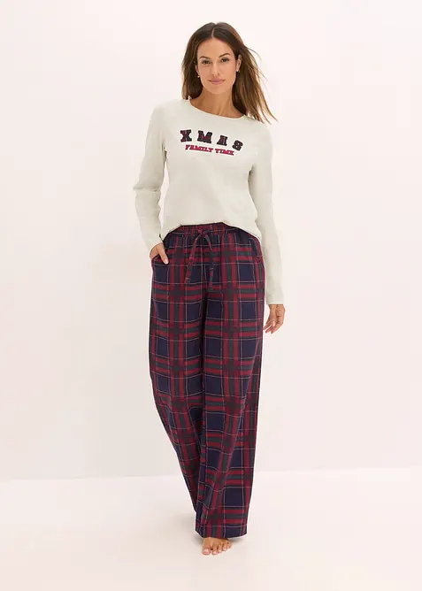 Pyjama avec pantalon en flanelle et pochette cadeau, bonprix