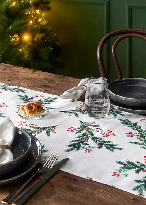 Chemin de table avec imprimé branche de sapin, bonprix