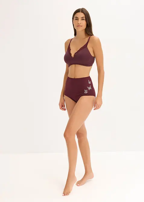 Lot de 3 slips taille haute en coton extensible, bonprix