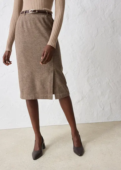 Jupe crayon en laine mélangée, bonprix