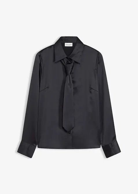 Chemisier en satin avec cravate amovible (2 pces), bonprix