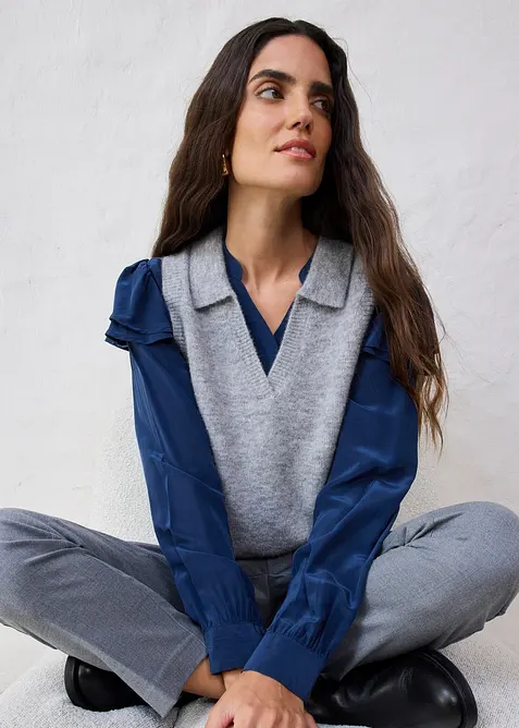 Pull sans manches en laine et alpaga, bonprix