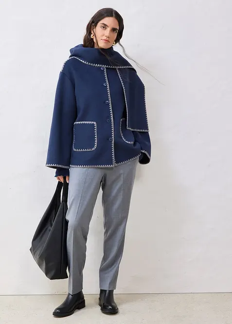 Veste à broderie décorative (ens. 2 pces avec écharpe), bonprix