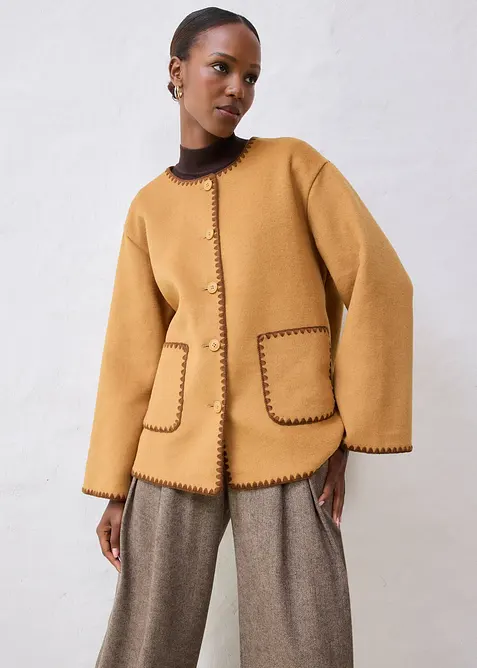 Veste à broderie décorative (ens. 2 pces avec écharpe), bonprix