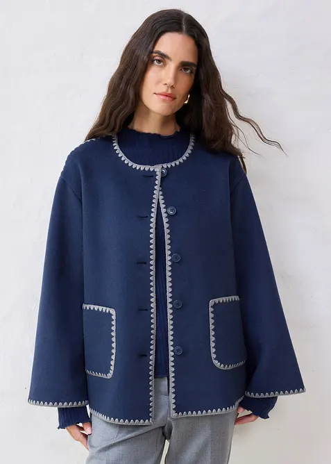 Veste à broderie décorative (ens. 2 pces avec écharpe), bonprix