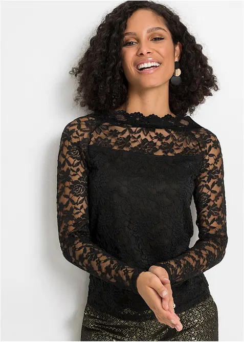 T-shirt manches longues en dentelle, bonprix