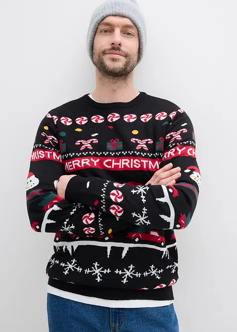 Pull en maille fine avec motif de Noël, bonprix