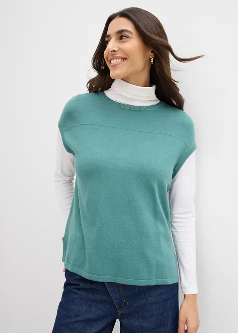 Pull doux sans manches en viscose mélangée, bonprix