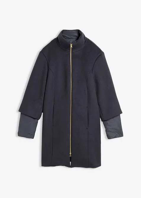 Manteau en laine avec l&eacute;g&egrave;re doudoune int&eacute;rieure en duvet (ens. 2 pces), bonprix