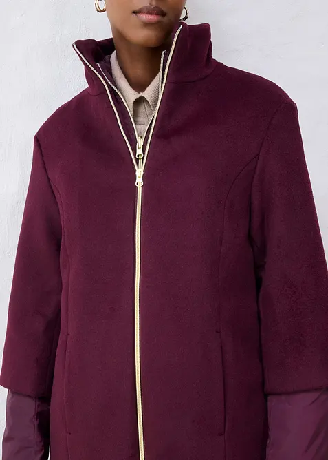 Manteau en laine avec légère doudoune intérieure en duvet (ens. 2 pces), bonprix