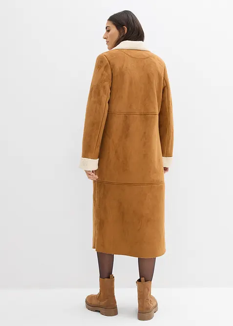 Manteau effet peau retournée avec doublure sherpa, bonprix