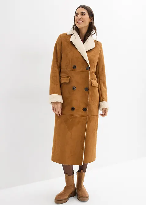 Manteau effet peau retournée avec doublure sherpa, bonprix