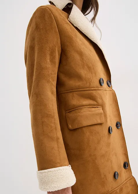 Manteau effet peau retournée avec doublure sherpa, bonprix