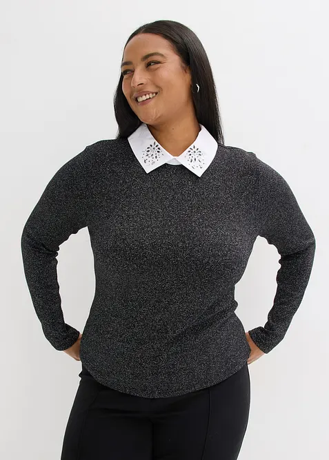 T-shirt manches longues en coton mélangé, bonprix