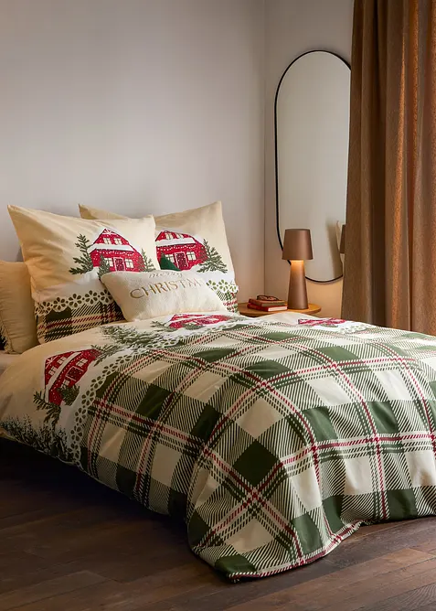 Parure de lit avec maisons et carreaux, bonprix