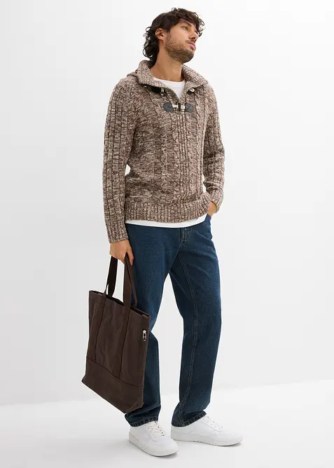 Pull à capuche en grosse maille de coton mélangé, bonprix