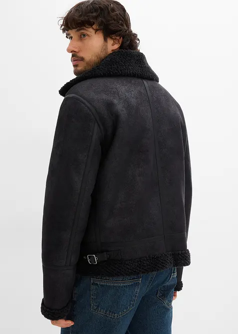 Blouson enduit doublé sherpa, bonprix