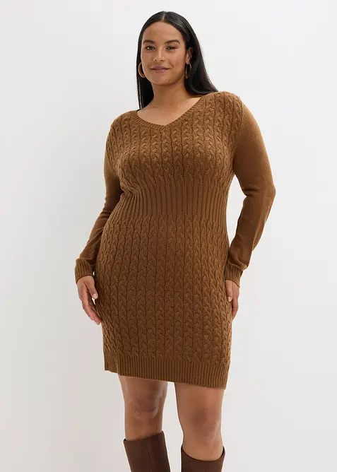 Robe en maille à motif torsadé, bonprix