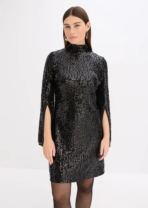 Robe à sequins et manches trompette, bonprix
