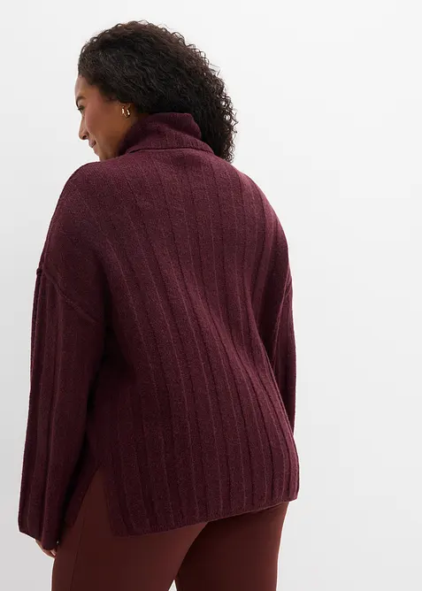 Pull col roulé en maille côtelée, bonprix
