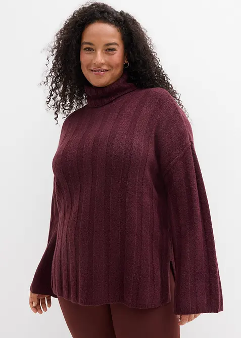 Pull col roulé en maille côtelée, bonprix