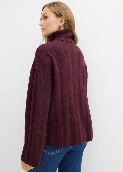 Pull col roulé en maille côtelée, bonprix