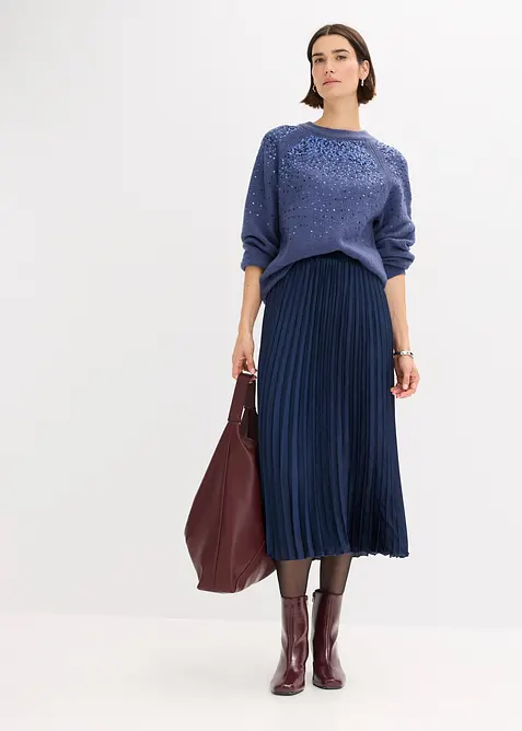 Jupe plissée en satin fin, bonprix