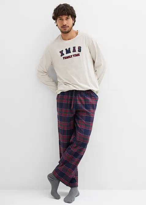Pyjama homme avec pantalon en flanelle et pochette cadeau, bonprix