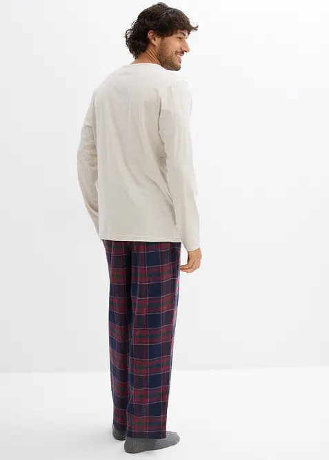 Pyjama homme avec pantalon en flanelle et pochette cadeau, bonprix