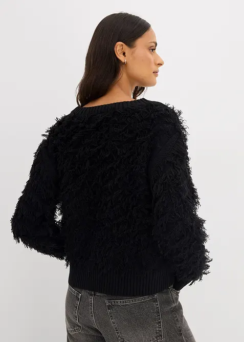 Pull en grosse maille à franges, bonprix