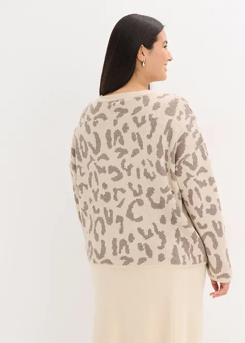 Pull oversize en jacquard à sequins, bonprix