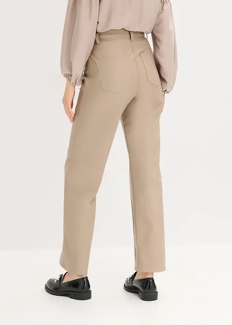 Pantalon enduit avec passepoil, droit, bonprix