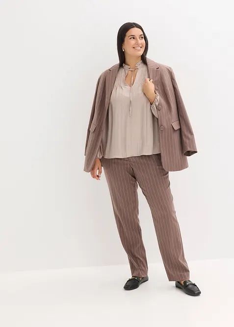 Tunique en satin brillant avec plis religieuse, bonprix