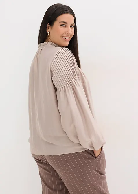 Tunique en satin brillant avec plis religieuse, bonprix