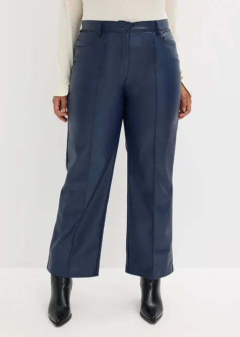 Pantalon enduit avec passepoil, droit, bonprix
