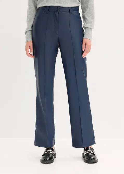 Pantalon enduit avec passepoil, droit, bonprix