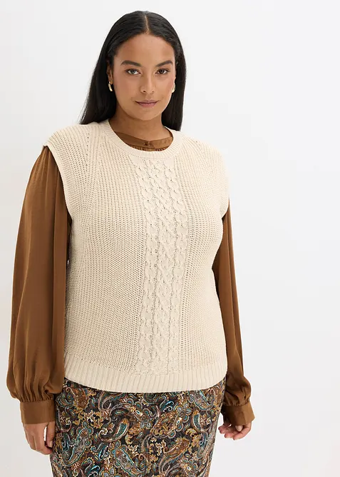 Pull sans manches en coton mélangé, bonprix