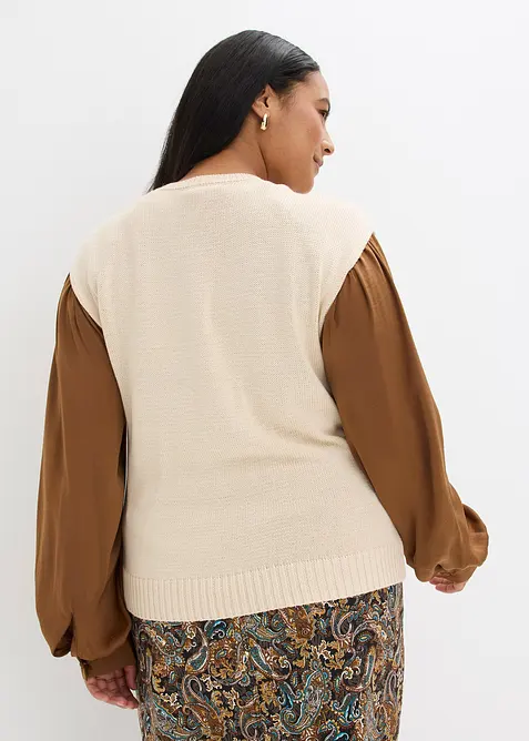 Pull sans manches en coton mélangé, bonprix
