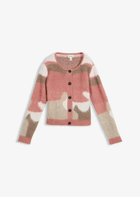 Gilet boutonné en maille à motif graphique, bonprix