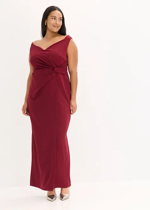 Robe col Bardot en crêpe texturé, bonprix