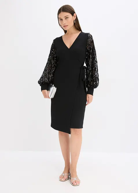Robe midi à sequins brodés sur les manches, bonprix