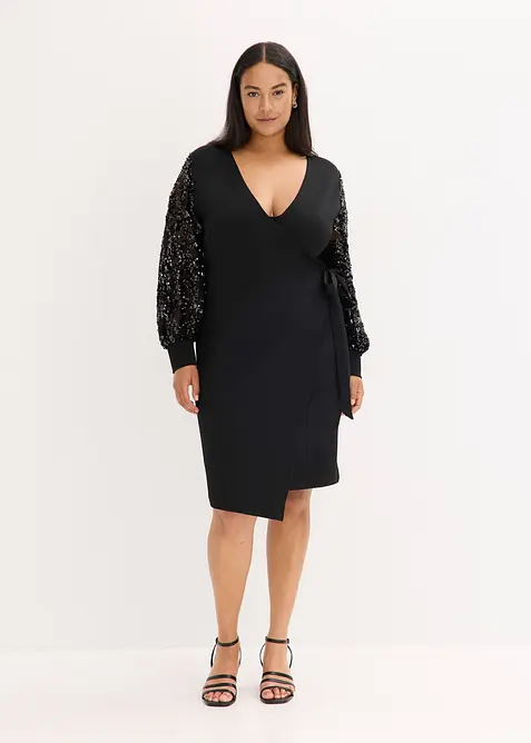 Robe midi à sequins brodés sur les manches, bonprix