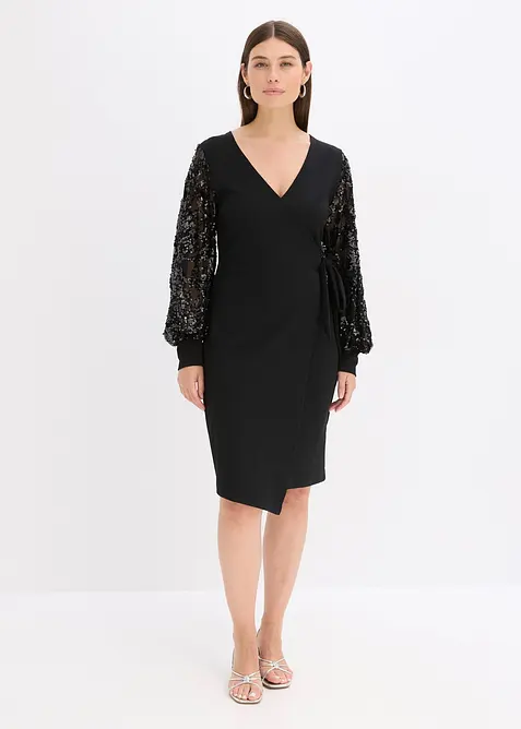 Robe midi à sequins brodés sur les manches, bonprix