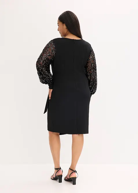 Robe midi à sequins brodés sur les manches, bonprix