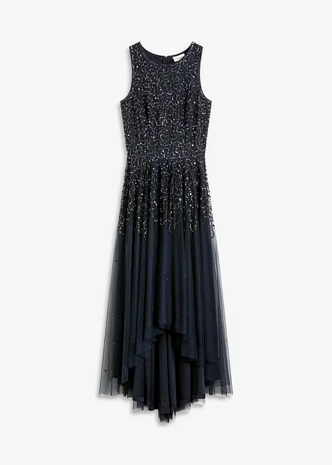 Robe plus longue au dos avec sequins brodés, bonprix