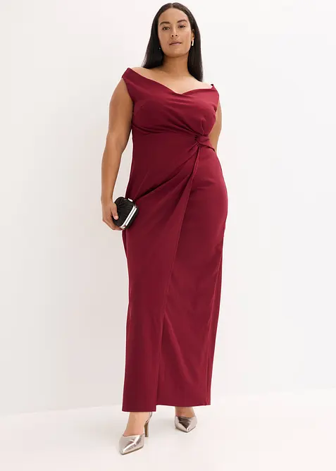 Robe col Bardot en crêpe texturé, bonprix