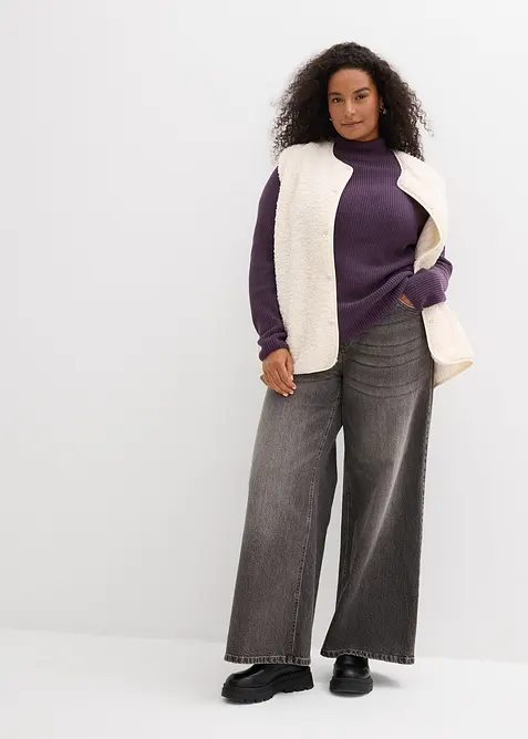 Pull en maille côtelée 100% coton, bonprix