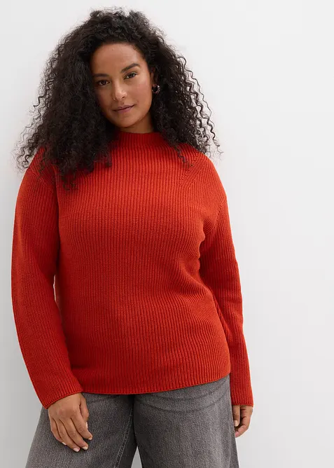 Pull en maille côtelée 100% coton, bonprix